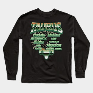 Taurus Retro 90s Band Zodiac Birthday Traits Lightning Long Sleeve T-Shirt